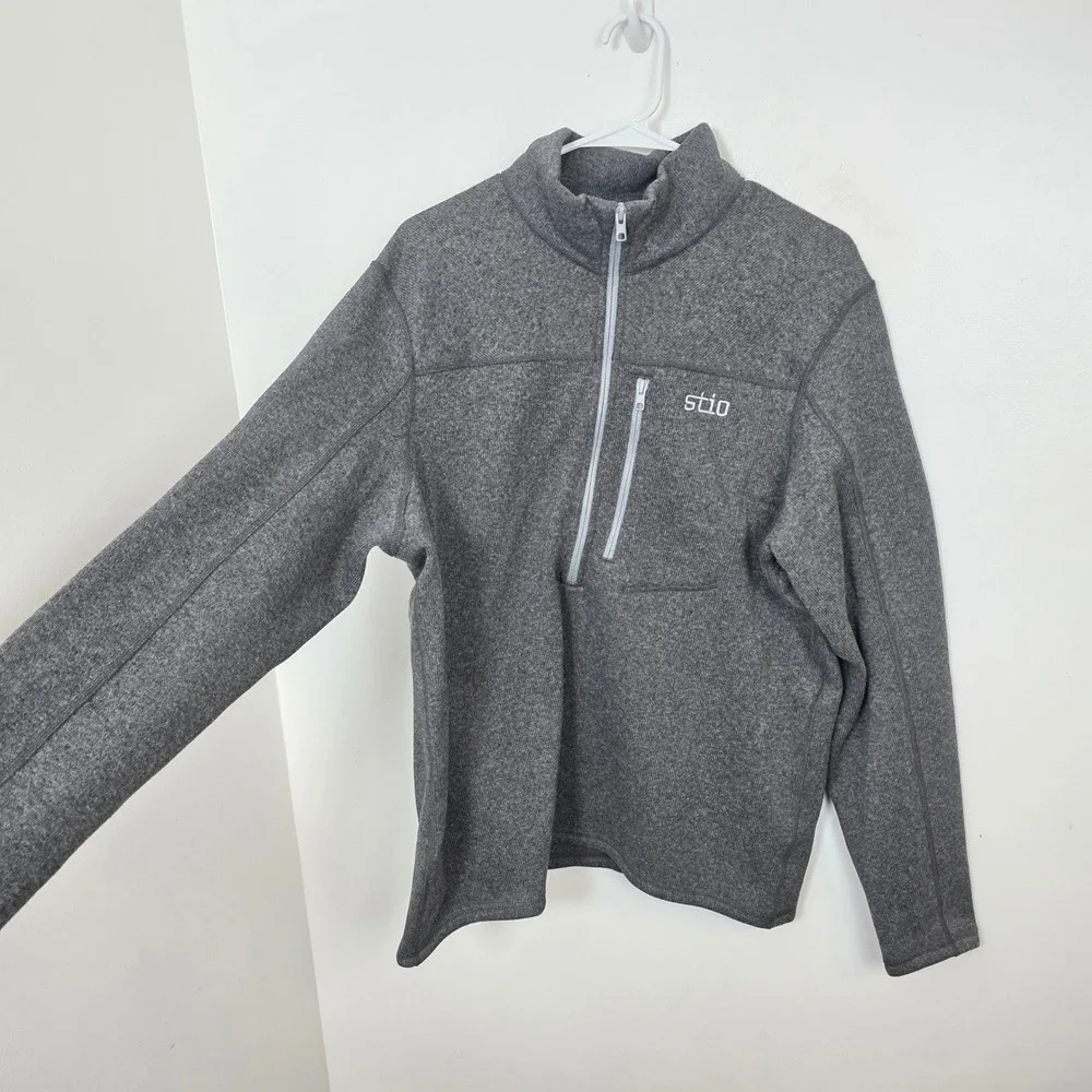 Stio Men's Gray Wilcox Fleece Half Zip Outdoor Sweater Jacket Pullover Size L